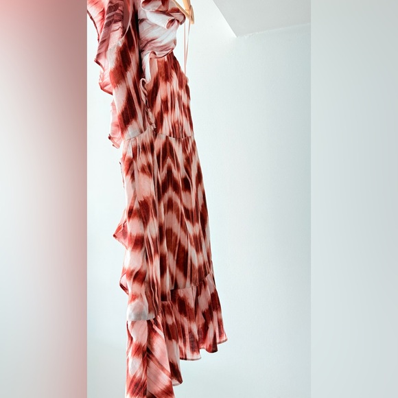 One Shoulder Linen Ruffle Dress - Picture 8 of 9